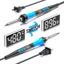 Soldering Iron Kit, 90W 110V LCD digital soldering gun12-in-1 Soldering Iron Kit ToolTemperature adjustable from 180-480C5 soldering tipssoldering wiresoldering pastesoldering pump