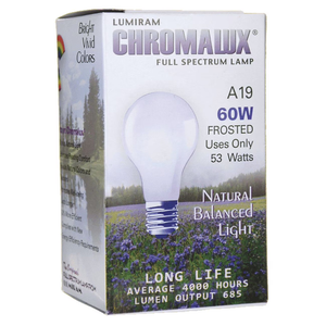 Chromalux 60W A19 Frosted Light Bulb - Natural Daylight, Long Life
