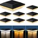 Brightever 4x4 Solar Post Cap Lights Outdoor with 3 Lighting Modes, 8-Pack Solar Powered Fence Post Lights Waterproof Fits Wooden/Vinyl Posts, Solar Deck Post Lights for Garden Patio Porch, Black