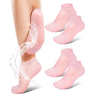Golbylicc Silicone Moisturizing Socks for Women Dry Cracked Feet, Soft Gel Rubber Socks, Women Foot Care Spa Pedicure Silicone Socks for Cracked Heel and Softening Rough Skin, Calluses (2 Pairs, No Size )