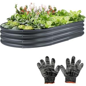 841 ft Large Grey Raised Garden Bed for Outdoor, Easy Assembly & Rust-Resistant Galvanized Planter Box for Vegetables, Flowers & Herbs (Gray)
