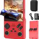 FVBADE 40000 in 1 V40 MAX Handheld Game Console 4.0 inch IPS Screen Mini Retro Console 4000mAh Portable Pocket Arcade 45+ Mainstream Emulator 256G TF Card Transparent(Red)