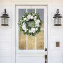 24 Inch Spring Summer Wreaths for Front Door, Spring Wreath,Summer Door Wreaths Outside,Large Floral Flowers Wreath with White Hydrangea for All Seasons Indoor Outdoor Home Decor