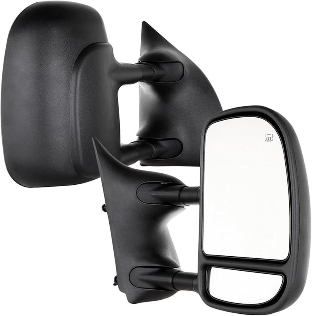 Towing Mirrors Left & Right Pair Fits 99-07 F-250 F-350 F-450 F-550 SuperDuty 01-05 Excursion, Power Heated, Convex Lens, Power Glass, Driver Passenger Side LH RH Replacement