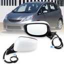 Left Driver side Mirror compatible with 2009 2010 2011 2012 2013 2014 Honda fit with Manual Folding power glass Non-Heated can be DIY Paintable Replace# 76208-TK6-305, 76208TK6305(3 Pins)