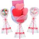 12 Pack Valentine's Day Exchange Gifts Valentine's Lollipop Gifts with Heart Treat Bags Heart Straws Giant Plastic Bowls Goody Bag Fillers for Valentines Party Prizes