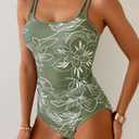 Eomenie One Piece Swimsuit for Women Tummy Control Slimming Bathing Suit Push Up Ruched Swim Suit Double Straps Swimwear (Green, L)