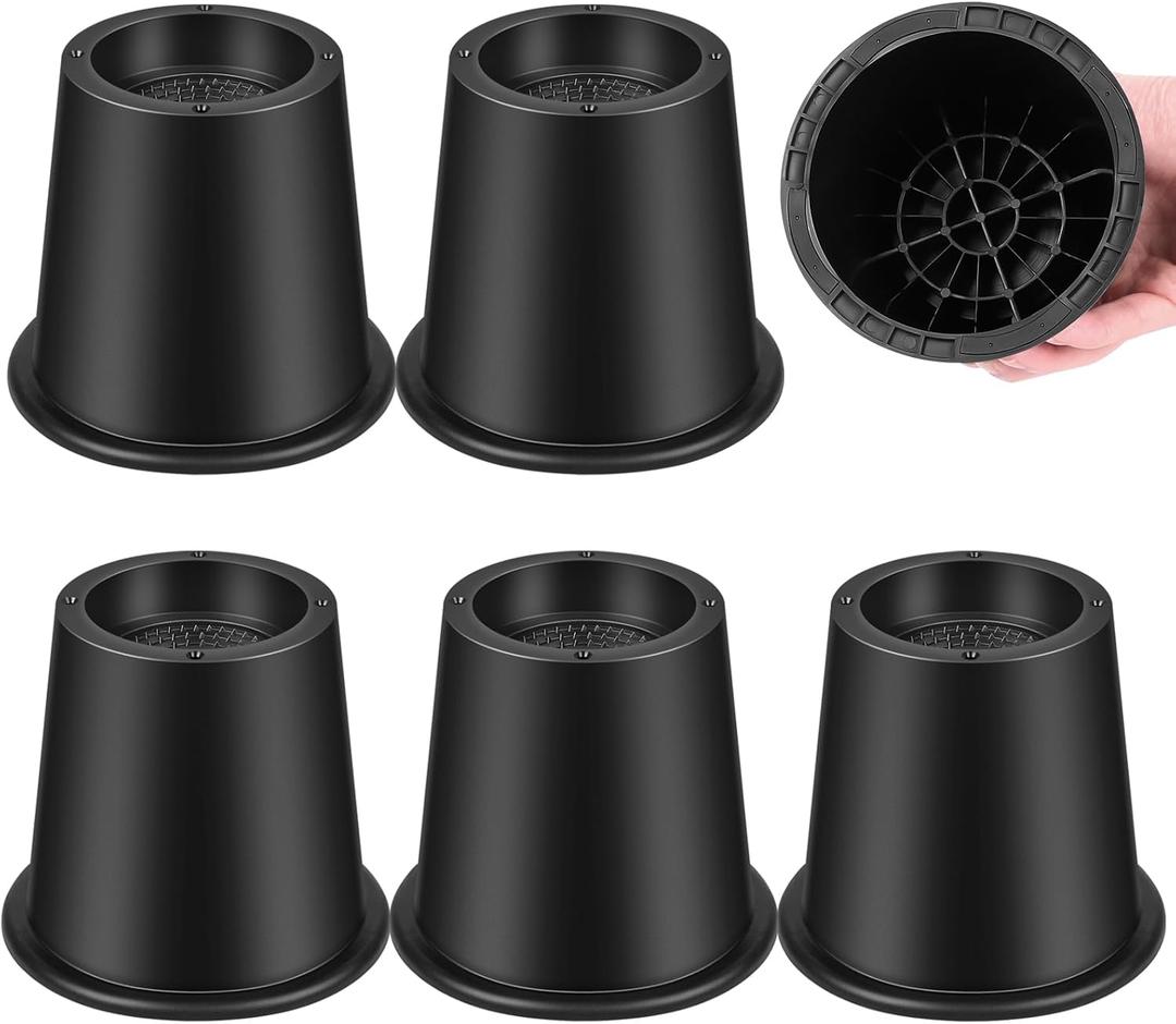 Bed Riser/Furniture Lift Bed/Bed risers/Furniture Lifter/Table risers/Frame Risers Create Under Bed Storage Heavy Duty for Furniture Height Adjustment Round Black (6 Pack, New 4 Inch)