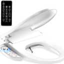 Bidet Toilet Seat - Heated & Elongated Design with Warm Water Wash, Wireless Remote, and Self-Cleaning Nozzle | Includes Soft-Closing Lid, LED Nightlight & Air Dryer