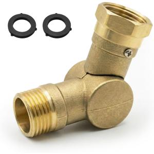 Adjustable 180 & 360 Hose Swivel Connector, Adjustable Brass Garden Hose Elbow Connector for RV/Campers Outdoor, Yard Garden Irrigation Fits Standard 3/4" Water Pipes