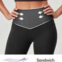 IUGA Compression Leggings with Pockets for Women Tummy Control Leggings No Front Seam Workout High Waist Yoga Pants (Large, Black)