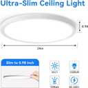 24 Inch Large Led Ceiling Light Flush Mount, 55W, 5500LM, 3000K/4000K/6000K CCT Selectable, B Right Close to Ceiling Round Flat Panel Light for Bedroom,Kitchen,Hallway, White,2PK