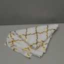 Kotile Gold and White Sheer Curtains 45 Inch Length 2 Panels Set Metallic Moroccan Ogee Print Sheer Kitchen Curtains, Rod Pocket Light Filtering Privacy Short Sheer Window Curtains, W52 x L45 Inch