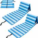 Portable Beach Chair with Back Support, Folding Lounge for Adults Adjustable Beach Mat Lightweight Tanning Chair for Outdoor Sand Camping Sunbathing,2 pcs