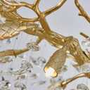 Modern Gold Crystal Chandeliers Chandeliers - L63 inch Rectangular Golden Tree Branches Ceiling Pendant Light Fixtures, Luxury K9 Raindrop for Dining Room, Rectangular, Length 63"