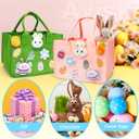 Aviski 2PCS Easter Egg Hunt Bags, Easter Bunny Gift Bags with Handles, Easter Treat Bags, Felt Easter Bags for Gifts Wrapping, Egg Hunt Game, Easter Party Supplies, 12" x7.8" x6.8"(Pink + Green)