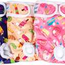 Pet Soft Female Dog Diapers, 3 Pack Washable Dog Diapers Female for Dogs in Heat Reusable Dogs Period Panties, Puppy Diapers (Food, XS)