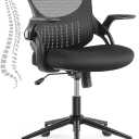 Office Desk Chair Ergonomic Office Chair with Lumbar Support and Flip-up Armrest, Height Adjustable Mesh Computer Chair, Swivel Task Chair, Conference Room, Black (22.83in x 22.44in x 9.05 in)
