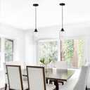 GLOBE Electric 60542 Annecy 1-Light Plug-in or Hardwire Pendant Light, Dark Bronze, Seeded Glass Shade, 15ft Black Fabric Cord, in-Line On/Off Switch, Bulb Not Included