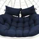 Double Egg Chair Cushion Replacement 59x43in -Thickened Waterproof Removable Double Hanging Egg Chair Cushions, Swing Chair Cushion, Outdoor Patio Hanging Basket Chair Cushions,Blue