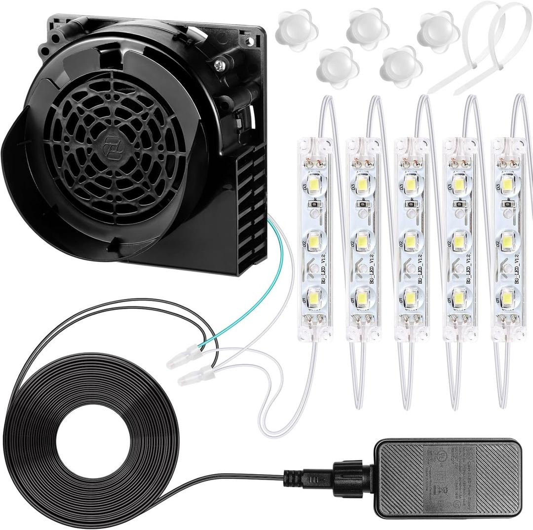 1 Set Christmas Replacement 1.2a Air Blower Fan Blower with 5 LED Light Large Inflatable Air Fan 12v 1.5a Adapter for Xmas Holiday Yard Inflatables Decor with 2 Ties (1 Set)