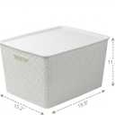 BINO | Plastic Storage Baskets with Lids, 45 Liter - 2 Pack, White | THE WOVEN COLLECTION | Storage Basket for Shelves | Woven Storage Baskets for Organizing Bins Pantry Shelf Organizer Container Bin