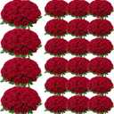 150 Pcs Roses Artificial Flowers, Silk Crimson Burgundy Artificial Flowers Petals Long Stem Roses for Wedding Bouquet Home Party Decor