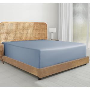California Design Den Cal King Sheets Deep Pocket Only, 100% Organic Cotton Fitted Sheet, Percale,Lightweight, Snug-Fit, 1 Pc Fitted Sheet Only (Blue Hydrangea)
