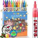 Funto Acrylic Paint Pens for Rock Painting, Fabric, Wood, Canvas, Metal, Ceramic, Glass, 24 Colors Paint Marker Set, Non-Toxic, Quick Drying