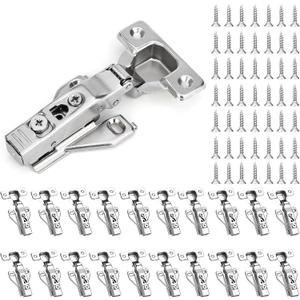 50 Pack 1/2'' Overlay Face Frame Soft Close Hidden Cabinet Hinges, 105 Degree 3D Adjustable Clip On Plate Concealed Kitchen Cupboard Door Hinges with Screws