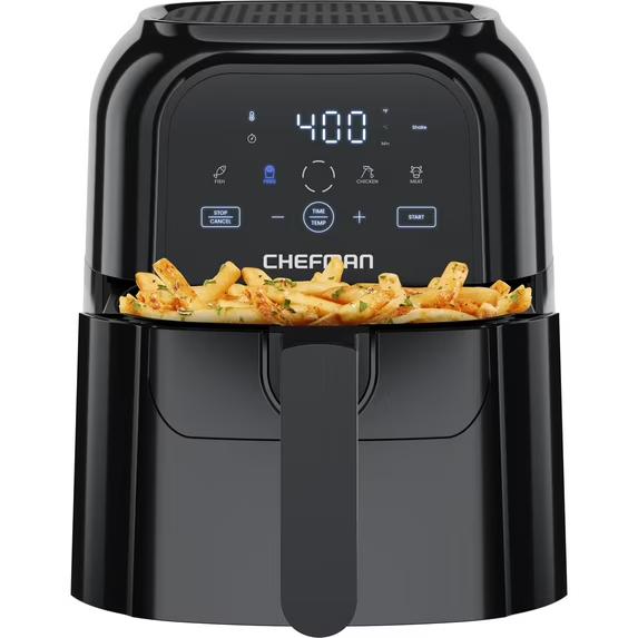 Chefman TurboFry Touch 6 Qt Air Fryer w/ Digital Display and Shake Reminder - Black