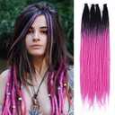 Kraler Violet Red Dreadlock Extensions, 22" Synthetic Crochet Dreads Extensions 100% Handmade Single Ended Dreads Thin 0.6cm Width Reggae Style Dreadlock for Girls(10 Strands)