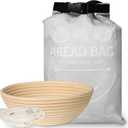 Banneton Sourdough Bread Proofing Basket Set  9 Inch Round Natural Rattan Dough Bowl with Reusable Bread Bag Storage, Set of 2, Gift for Bakers and Artisan Sourdough Rising and Baking