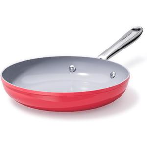 Nonstick Ceramic Frying Pan 8 inch for All Cooktops, Healthy PFAS Free Egg Pan, Even & Quick Heat Distribution Oven Safe to 500F, Healthy Non Toxic Skillet w Ergonomic Stay-Cool Handle, Fusion Red