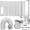 Kxuhivc Portable Air Conditioner Window Vent Kit, Adjustable Window Seal with 5.9 Inch Diameter, 78.7 Inch Length Exhaust Hose for A/C Unit Universal for Sliding Glass Doors