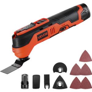 VEVOR Cordless Oscillating Tool, 12V Multitool Oscillating Saw Tool with 6 Variable Speeds 6000-17500 OPM, 3.2 Oscillation Angle, 2.0Ah Battery Pack & Charger, 8PCS Saw Accessories & LED Work Light