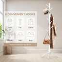 Hupmad Wooden Tree Coat Rack Stand,Sturdy Freestanding Coat Rack with 8 Hooks,3 Adjustable Height for Child Adult,Wood Coat Stand Tree Fits Entryway Bedroom Office for Bags,Hats
