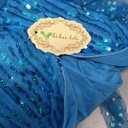 visofayo Girls Sequin Princess Dress Costume with Shiny Cape, Blue, Height 130