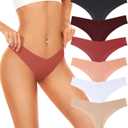 Seamless Underwear Women Pack No Show Thongs For Women Ladies Sexy Panties Underwear Breathable Comfortable 6 Packs (Medium)