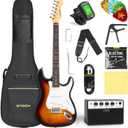 STRICH Electric Guitar Beginner Kit, Solid Body 39" Full Size Electric Guitar SSS Pick Up for Starter, with 5W x 2 Amp, Bag, Digital Tuner, Capo, Strap, String,Cable, Picks, SST-S10 Sunburst