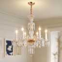 Crystal Chandeliers Light Dining RoomK9 Modern Candle Chandelier Lights for Bedroom - 6 E12 Bulbs Hanging Pendant Lighting Fixtures for Living Room Kitchen Farmhouse Hallway Ceiling Entryway