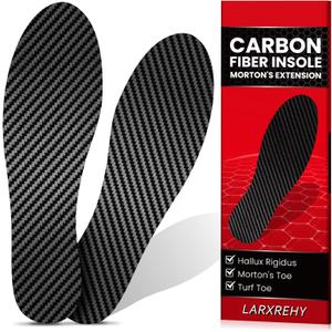 1 Pair Carbon Fiber Insole for Men & Women: 1.2mm Thick Rigid Shoe Insert Support Turf Toe, Foot Fractures, Hallux Rigidus & Limitus for Sports, Hiking, Trekking - Alternative to Post Op Shoe, 285mm