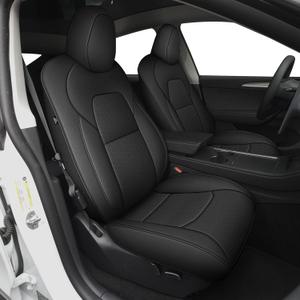 Seat Covers Leather for Tesla Model 3: Full Set Waterproof Easy to Clean Material - Custom Fit for 2024 2025 2026 Model 3 Vehical Car Seat Cushions(Black)