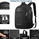 Backpack for Men and Women, School Backpack for Teens, Black Backpack for Boys with USB Charging Port Fits 15.6 Inch Laptop, Water Resistant Travel College Bookbag