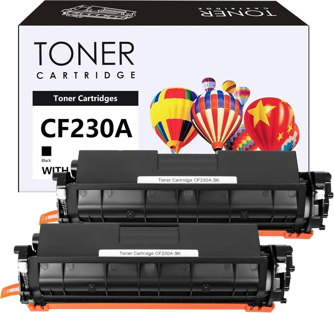 30A CF230A Black Toner Cartridge 2 Pack Compatible Replacement for HP 30A Black Toner Cartridge CF230A CF230X for Use in M227fdw M203dw M227fdn M203dn M227sdn M203d M227 M203 Series Printer