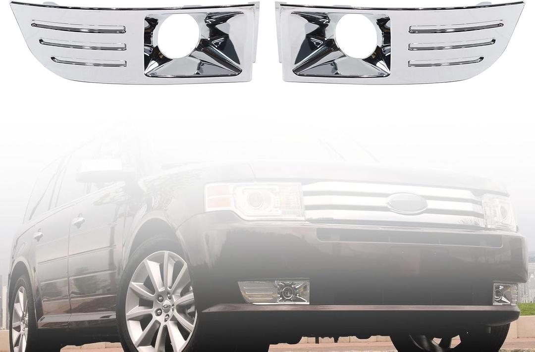 LAFORMO Pair(2) Fog Light Trim Set Left And Right Chrome Compatible With 2009 2010 2011 2012 F-ord Flex 3.5L V6,Replacement For 8A8Z17E810B, FO2599105, 8A8Z17E811B, FO2598105