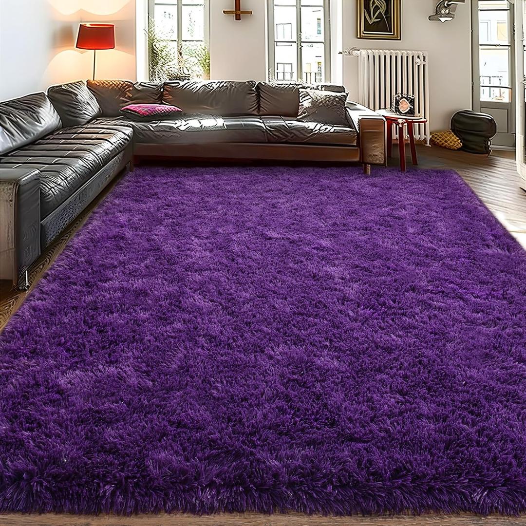 8x10 Large Area Rugs for Living Room, Ultra Soft Purple Big Shag Rug for Bedroom Nursery, Modern Fluffy Plush Carpet for Girls Boys Kids Room Dorm Home Decor, Upgrade Non-Slip (8x10 Feet)