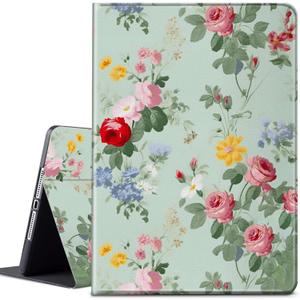 Case for All-New Kindle Fire 7 Tablet (9th/7th/5th Generation, 2019/2017/2015 Release),Lightweight Protective PU Leather Smart Stand Cover with Auto Wake Sleep - Rose Floral Flower