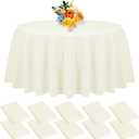 10 Pack Round Tablecloth 120 Inch Beige Polyester Tablecloth for Round Tables,Waterproof Round Table Cloth in Bulk Washable Fabric Table Cover for Wedding Party Banquet Buffet Dining Camping