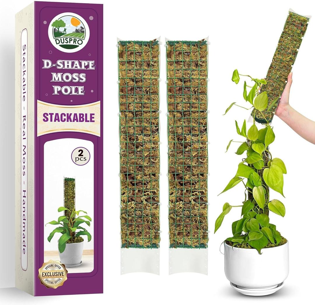 DUSPRO D-Shaped Plastic Moss Poles for Climbing Plants Monstera Stackable Moss Pole for Plants Moss Plant Pole Handmade Moss Stick for Indoor Plants Grow Upward 2 Pack 16.5 inches DUSPRO D-Shaped Plastic Moss Poles for Climbing Plants Monstera Stackable Moss Pole for Plants Moss Plant Pole Handmade Moss Stick for Indoor Plants Grow Upward 2 Pack 16.5 inches